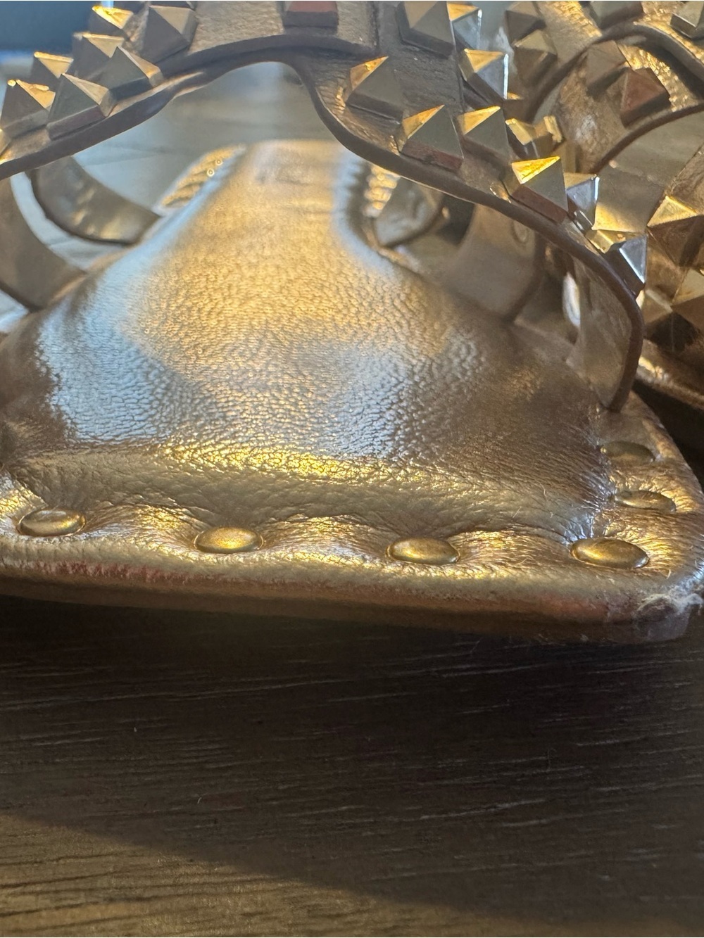 Cape Robbin Metallic Gold Stud Slide Sandals - Picture 12 of 13